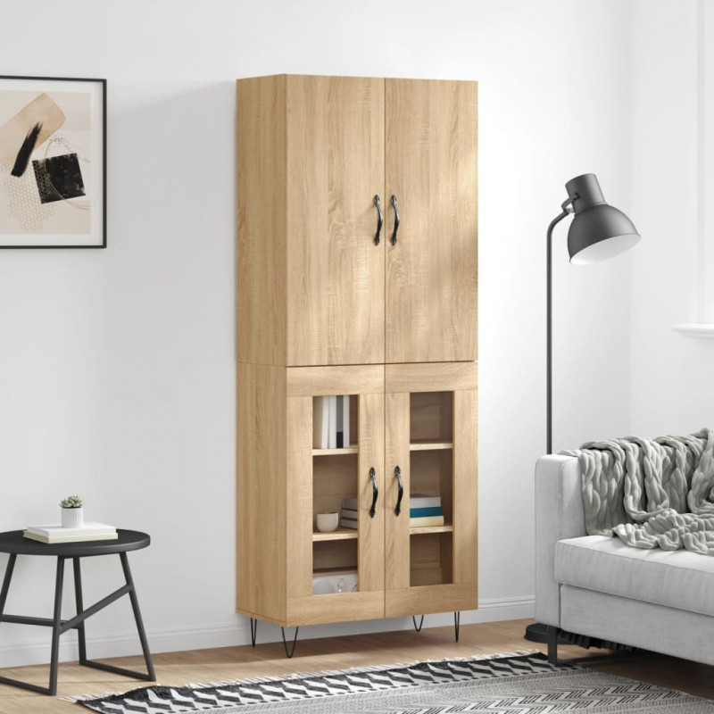 Highboard Sonoma-Eiche 69,5x34x180 cm Holzwerkstoff