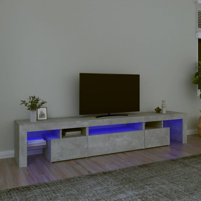 TV-Schrank mit LED-Leuchten Betongrau 215x36,5x40 cm