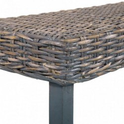 Sitzbank 160 cm Grau Natur Kubu-Rattan und Massivholz Mango