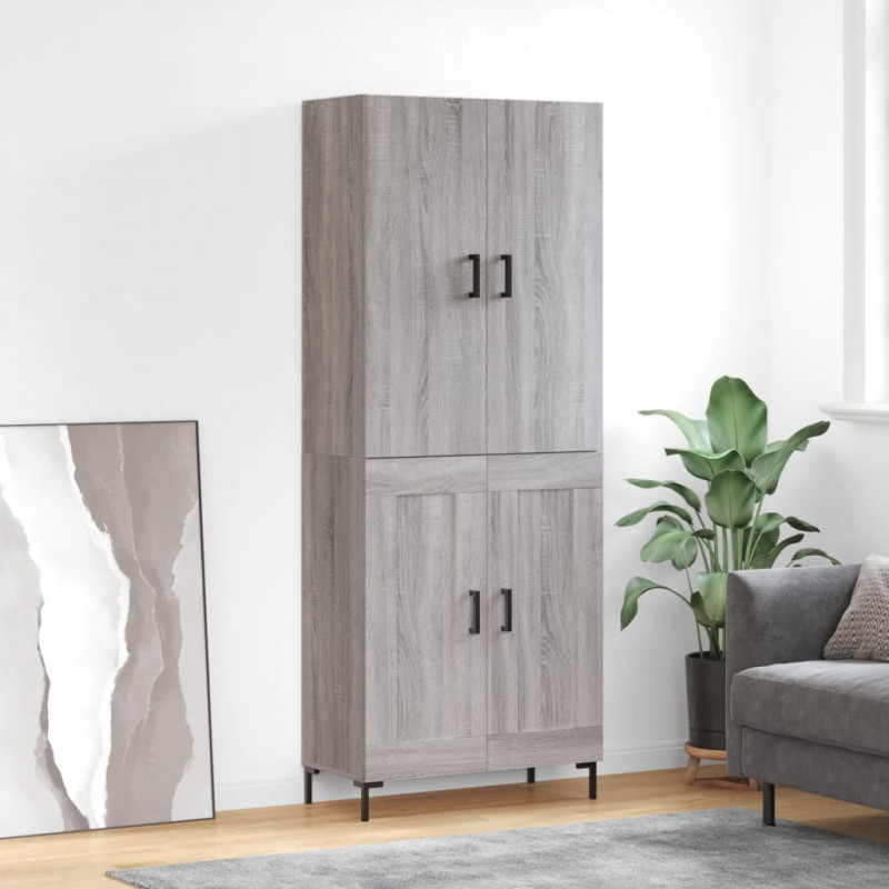 Highboard Grau Sonoma 69,5x34x180 cm Holzwerkstoff