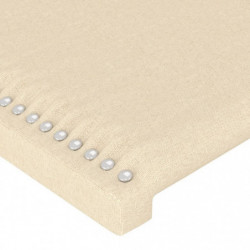 Bettgestell mit Kopfteil Creme 90x190 cm Stoff