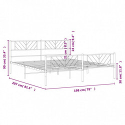 Bettgestell mit Kopf- und Fußteil Metall Schwarz 193x203 cm
