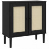 Sideboard SENJA Rattan-Optik Schwarz 80x35x80 cm Kiefernholz