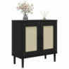 Sideboard SENJA Rattan-Optik Schwarz 80x35x80 cm Kiefernholz