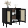 Sideboard SENJA Rattan-Optik Schwarz 80x35x80 cm Kiefernholz