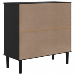 Sideboard SENJA Rattan-Optik Schwarz 80x35x80 cm Kiefernholz