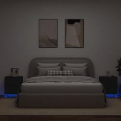 Nachttische mit LED-Leuchten 2 Stk. Schwarz Holzwerkstoff