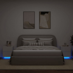 Nachttische mit LED-Leuchten 2 Stk. Weiß Holzwerkstoff