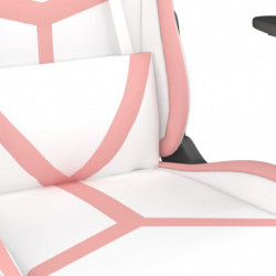 Gaming-Stuhl mit Massage & Fußstütze Weiß & Rosa Kunstleder
