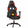 Gaming-Stuhl mit Massage & Fußstütze Schwarz & Rot Kunstleder