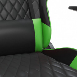Gaming-Stuhl mit Massage & Fußstütze Schwarz & Grün Kunstleder
