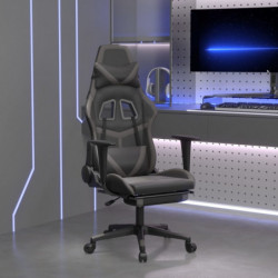 Gaming-Stuhl mit Massage & Fußstütze Schwarz & Grau Kunstleder
