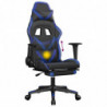 Gaming-Stuhl mit Massage & Fußstütze Schwarz & Blau Kunstleder