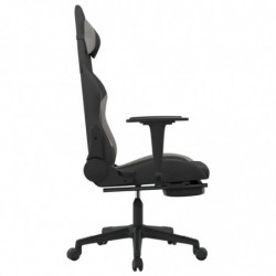 Gaming-Stuhl mit Fußstütze Schwarz und Hellgrau Stoff