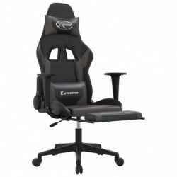 Gaming-Stuhl mit Fußstütze Schwarz und Grau Kunstleder