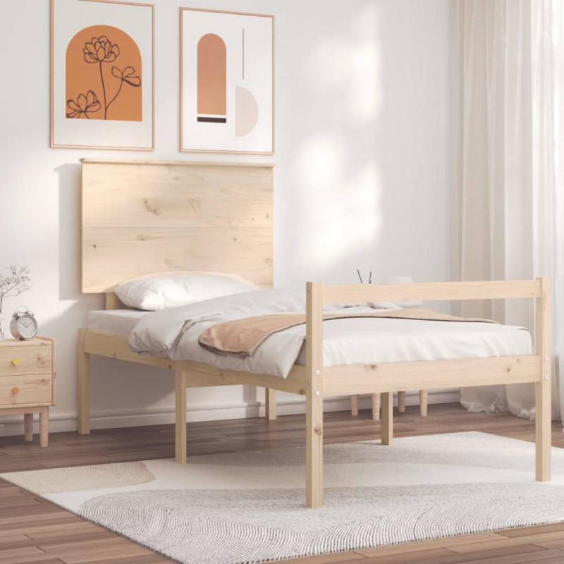 Seniorenbett mit Kopfteil 90x200 cm Massivholz