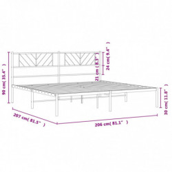 Bettgestell mit Kopfteil Metall Schwarz 200x200 cm