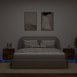 Nachttische mit LED-Leuchten 2 Stk. Räuchereiche Holzwerkstoff