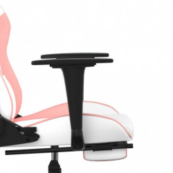 Gaming-Stuhl mit Massage & Fußstütze Weiß und Rosa Kunstleder