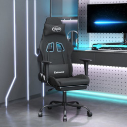 Gaming-Stuhl mit Fußstütze Schwarz Stoff