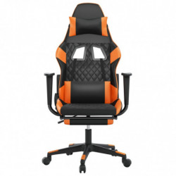 Gaming-Stuhl mit Fußstütze Schwarz und Orange Kunstleder