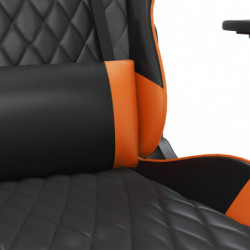 Gaming-Stuhl mit Fußstütze Schwarz und Orange Kunstleder