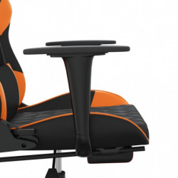 Gaming-Stuhl mit Fußstütze Schwarz und Orange Kunstleder