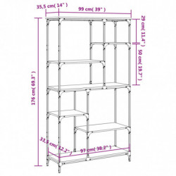 Bücherregal Braun Eiche 99x35,5x176 cm Holzwerkstoff und Stahl