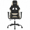 Gaming-Stuhl mit Fußstütze Schwarz und Creme Stoff