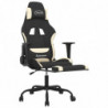 Gaming-Stuhl mit Massage & Fußstütze Schwarz und Creme Stoff