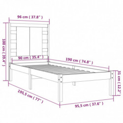 Massivholzbett 90x190 cm