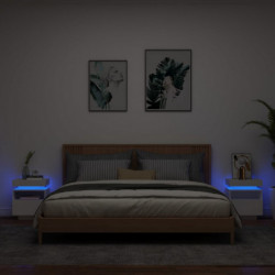Nachttische mit LED-Leuchten 2 Stk. Weiß 40x39x48,5 cm