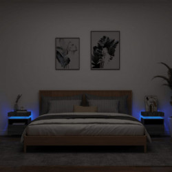 Nachttische mit LED-Leuchten 2 Stk. Grau Sonoma 40x39x48,5 cm