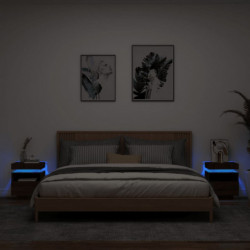 Nachttische mit LED-Leuchten 2 Stk. Braun Eiche 40x39x48,5 cm