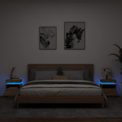 Nachttische mit LED-Leuchten 2 Stk. Sonoma Eiche 40x39x48,5 cm