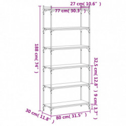 Bücherregal 6 Böden Sonoma-Eiche 80x30x188 cm Holzwerkstoff