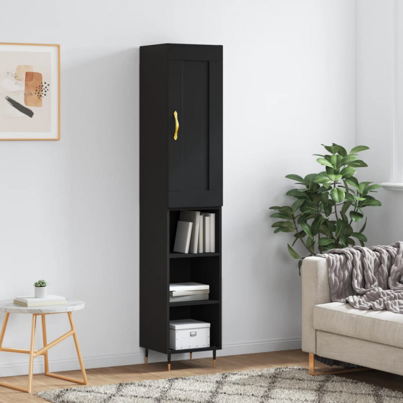 Highboard Schwarz 34,5x34x180 cm Holzwerkstoff