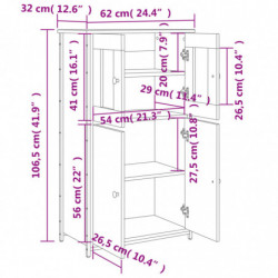 Highboard Räuchereiche 62x32x106,5 cm Holzwerkstoff