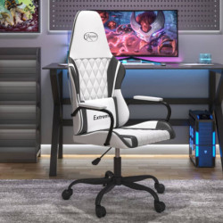 Gaming-Stuhl mit Massagefunktion Weiß und Schwarz Kunstleder