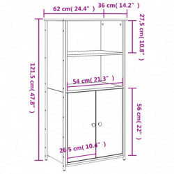 Highboard Braun Eichen-Optik 62x36x121,5 cm Holzwerkstoff