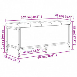 Sitzbank mit Stauraum Grau Sonoma 102x42x45 cm Holzwerkstoff