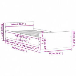 Bettgestell Grau Sonoma 90x200 cm Holzwerkstoff