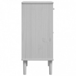 Nachttisch SENJA Rattan-Look Weiß 40x35x80 cm Massivholz Kiefer