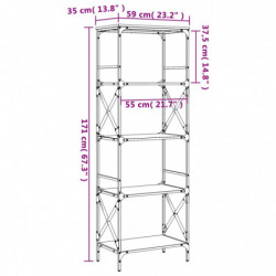 Bücherregal 5 Böden Räuchereiche 59x35x171 cm Holzwerkstoff