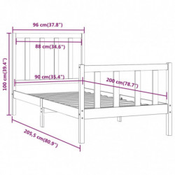 Massivholzbett 90x200 cm