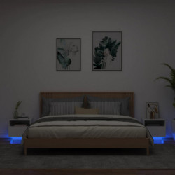 Nachttische mit LED-Leuchten 2 Stk. Weiß 40x39x37 cm