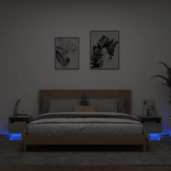 Nachttische mit LED-Leuchten 2 Stk. Grau Sonoma 40x39x37 cm