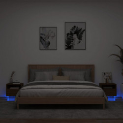 Nachttische mit LED-Leuchten 2 Stk. Braun Eiche 40x39x37 cm