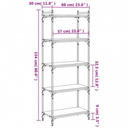 Bücherregal 5 Böden Schwarz 60x30x154 cm Holzwerkstoff