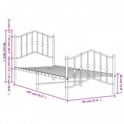 Bettgestell mit Kopf- und Fußteil Metall Schwarz 90x200 cm